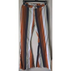 Peach Love Bell Bottom Flare Pants Juniors M Orange/White Striped Boho Hippie